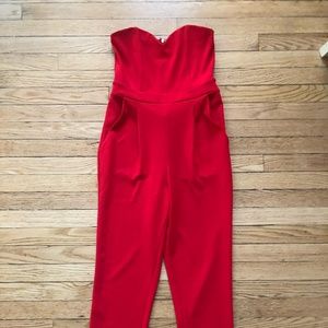Express red party jumpsuit
